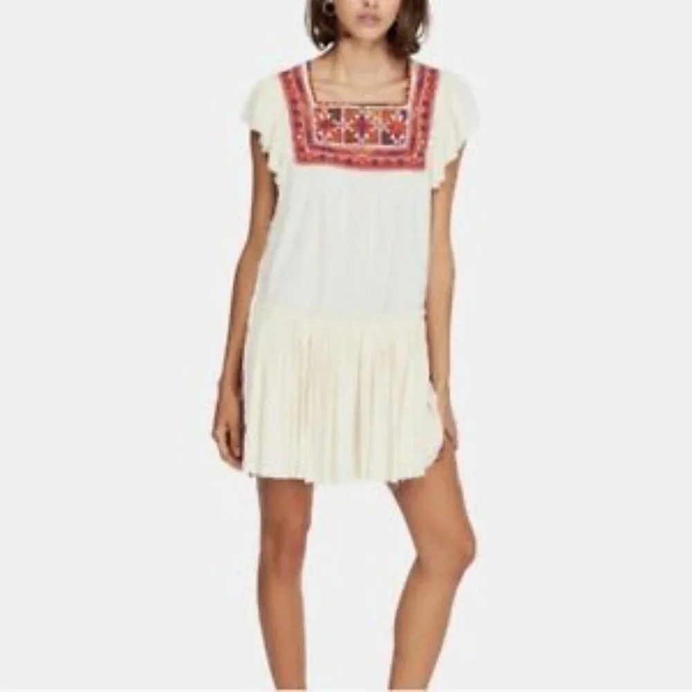 Free People Embroidered Glow White Sand Dress